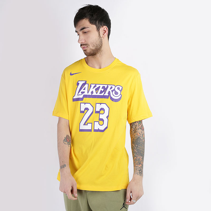 мужская желтая футболка Nike LeBron James Lakers City Edition Dri-FIT NBA T-Shirt BV8795-705 - цена, описание, фото 1